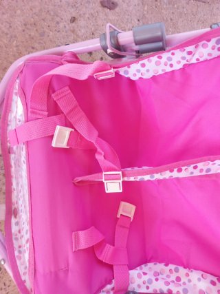 Carrito de muñecas gemelar rosa
