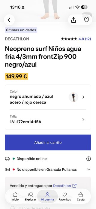 Traje de neopreno para sur