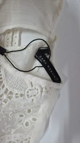 Top Zara Algodón Blanco Talla M