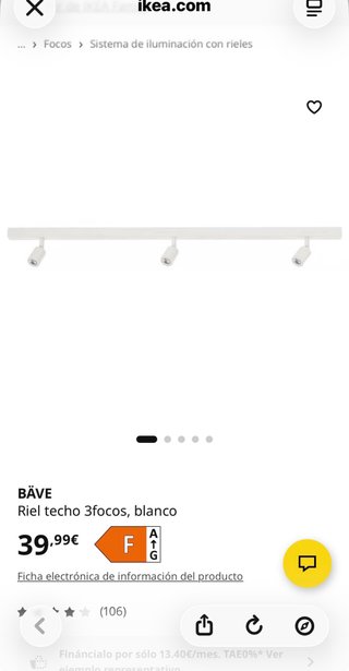 Lámpara blanca LED IKEA sin usar, caja cerrada