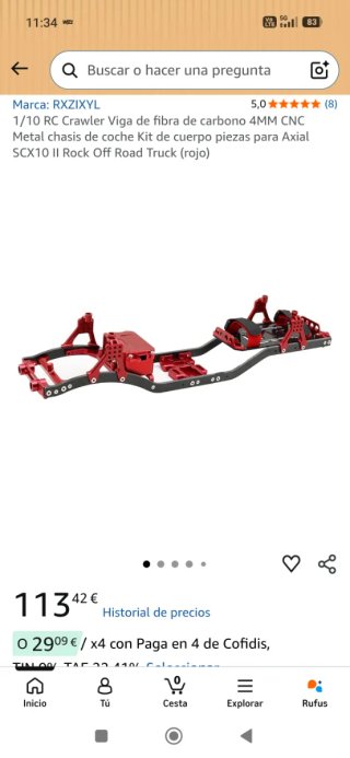 Chasis RC Crawler Axial SCX10 II Rojo