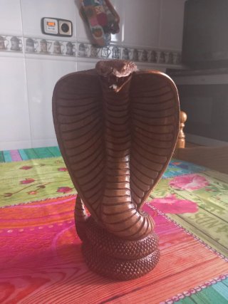 Figura Cobra Madera Antigua Decorativa