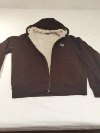 Chaqueta con capucha marrón forrada