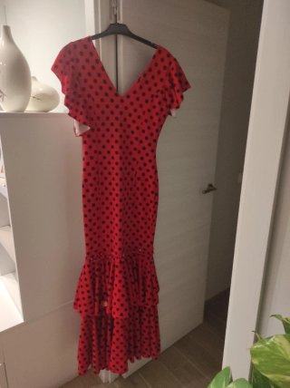 Traje Flamenca/Gitana Elástico Rojo Lunares