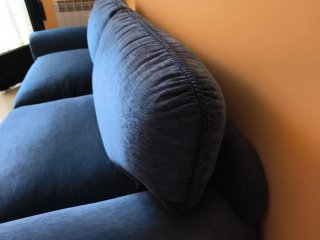 Sofá terciopelo azul, 4 plazas