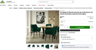 Lote 2 Sillas Terciopelo Verde comodas grandes