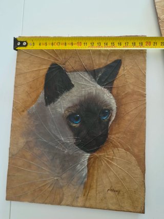 Pareja Gatos Siameses sobre Hojas