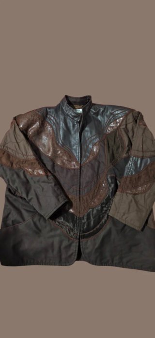 Chaqueta Vintage Patchwork Cuero y Tela