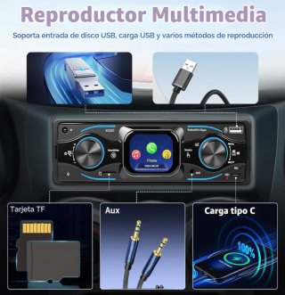 Radio Coche Pantalla Táctil Bluetooth 1 DIN