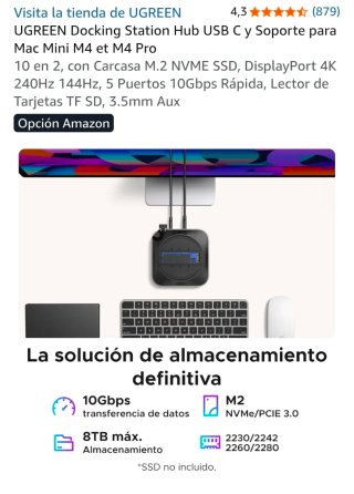 UGREEN Hub USB C Tarjetas TF SD 3.5mm Aux