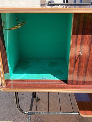 Mueble bar TV vintage madera y metal