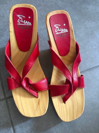 Sandalias Cuña Jaime Solé Piel Roja T.38
