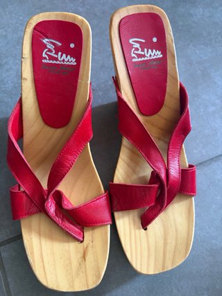 Sandalias Cuña Jaime Solé Piel Roja T.38