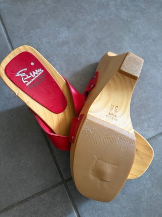 Sandalias Cuña Jaime Solé Piel Roja T.38