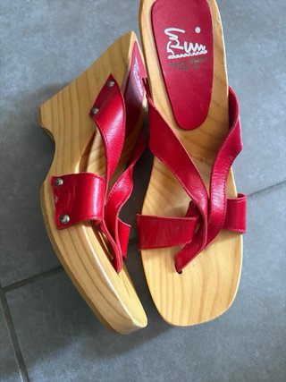 Sandalias Cuña Jaime Solé Piel Roja T.38