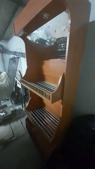 Expositor madera - espejo, latón, focos - FUNCIONA
