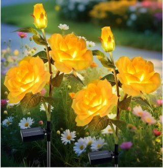 Luz Solar Rosa Amarilla Jardín