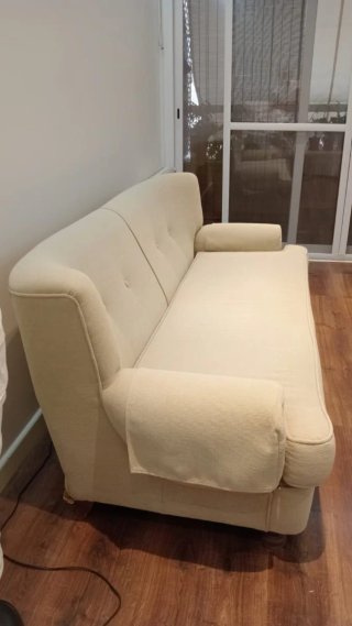 Sofá de 3 plazas beige tela
