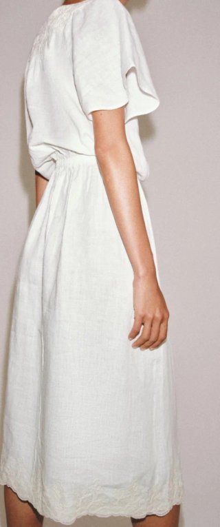 Vestido Zara blanco , 100 % lino, collection