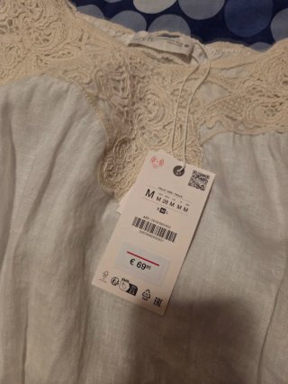 Vestido Zara blanco , 100 % lino, collection