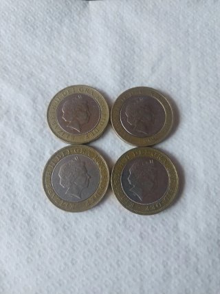 Lote 4 monedas 2 Libras conmemorativas