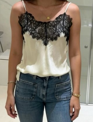 Top lencero encaje negro y blanco