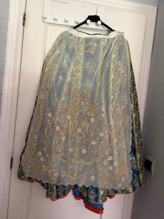 Traje de Fallera Azul y Naranja
