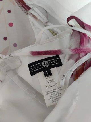 Vestido blanco flores talla L, con fular