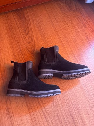 Botines Chelsea Ante Negro Mujer Talla 38