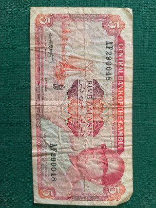 Lote 3 Billetes Gambia 5, 10, 50 Dalasis