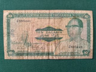 Lote 3 Billetes Gambia 5, 10, 50 Dalasis