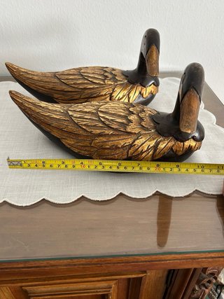 Patos Madera Decorados Pan de Oro