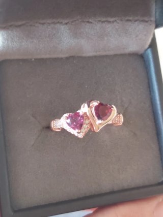 Anillo Toi et Moi Granate y Rodolita