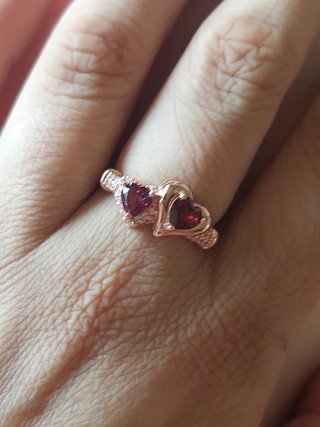 Anillo Toi et Moi Granate y Rodolita