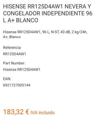 Frigorífico + congelador Bajo encimera. Al 50%!!