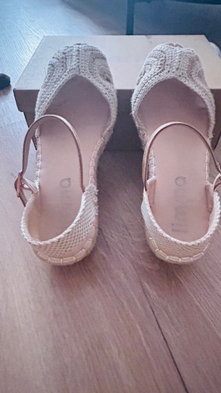 Sandalias esparto y piel beige/marrón