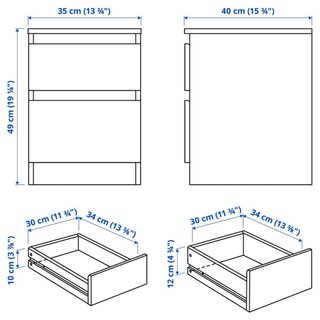 Mesa de noche IKEA KULLEN 2 cajones