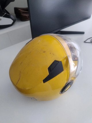 Casco Moto Jet Amarillo Visera