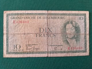 2 Billetes Luxemburgo 10 y 20 Francos