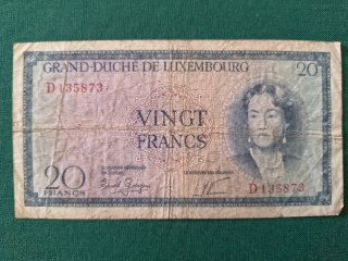 2 Billetes Luxemburgo 10 y 20 Francos