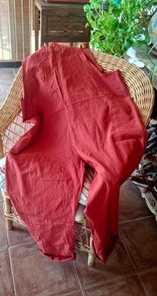 Mono largo mujer algodón-lino