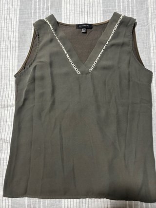 Blusa sin mangas Corte Inglés verde oliva