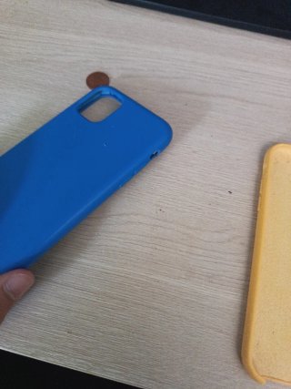 Confezione da 2 custodie per iPhone 11, blu e giallo