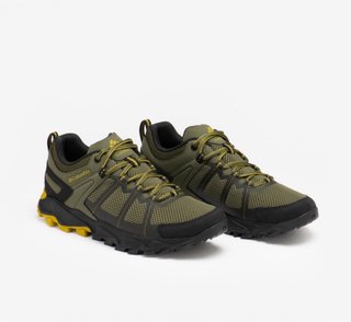 Zapatillas Columbia trekking verde y amarillo.