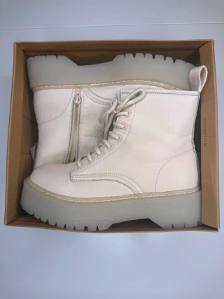 Botas Militares Blancas Plataforma Mujer