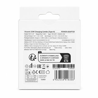 Cargador Xiaomi 33W Original USB C Carga Rápida