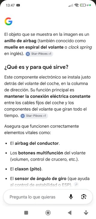 Anillo de volante airbag