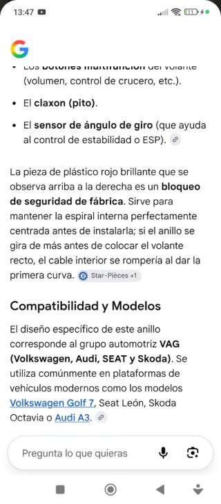 Anillo de volante airbag