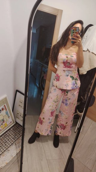 Conjunto Nuevo Zara floral rosa viral