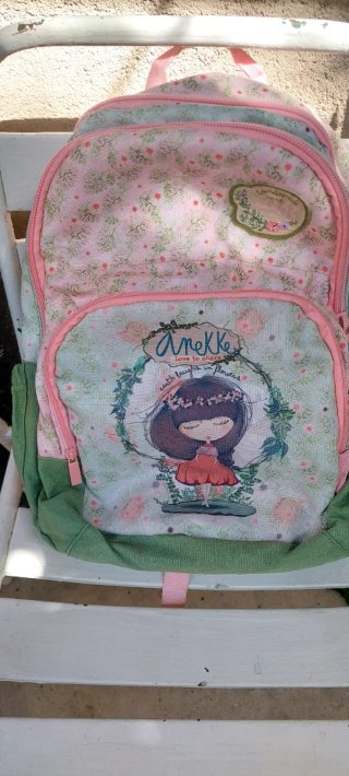 Mochila escolar Annekke rosa flores